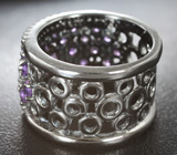 Стильное серебряное кольцо с аметистами Серебро 925