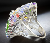 Фантастическое крупное серебряное кольцо с самоцветами Серебро 925