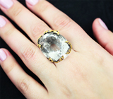 Серебряное кольцо с бесцветным кварцем 28+ карат и родолитами Серебро 925