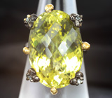 Серебряное кольцо с лимонным цитрином 27+ карат и топазами Серебро 925