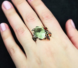 Серебряное кольцо с зеленым аметистом 12+ карат, родолитами и мозамбикскими и гранатами Серебро 925