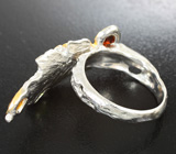 Серебряное кольцо с мозамбикским гранатом, перидотом, цитрином и сапфирами