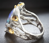 Серебряное кольцо с австралийским триплет опалом 6,09 карата, звездчатым и синими сапфирами Серебро 925