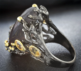 Серебряное кольцо с флюоритом 29+ карат, цитринами и перидотами Серебро 925