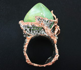 Серебряное кольцо с пренитом и сапфиром Серебро 925