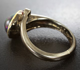 Серебряное кольцо с кристаллическим черным опалом 3+ карат и родолитом  Серебро 925
