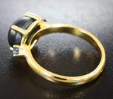 Золотое кольцо со звездчатым 5,11 карата и синими сапфирами Золото