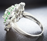 Ажурное серебряное кольцо с зеленым аметистом и цаворитами Серебро 925