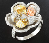Изысканное серебряное кольцо-цветок Серебро 925