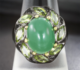 Серебряное кольцо с хризопразом и перидотами Серебро 925