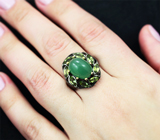 Серебряное кольцо с хризопразом и перидотами Серебро 925