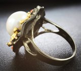 Серебряное кольцо с жемчужиной и карнелианом Серебро 925