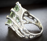 Серебряное кольцо с зеленым аметистом 12,2 карата и синими сапфирами Серебро 925