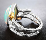 Серебряное кольцо с кристаллическим эфиопскими опалом 3,9 карата и сапфирами Серебро 925