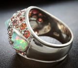 Серебряное кольцо с кристаллическими эфиопскими опалами и сапфирами 2,42 карата Серебро 925