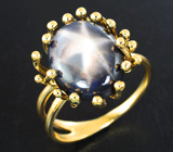 Золотое кольцо cо звездчатым сапфиром 9,92 карата Золото