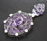 Серебряный комплект с аметистами и цветной эмалью Серебро 925