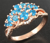 Чудесное серебряное кольцо с «неоновыми» апатитами Серебро 925