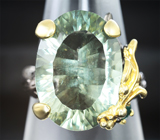 Серебряное кольцо с зеленым аметистом и хризопразом Серебро 925