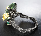 Серебряное кольцо с зеленым аметистом и хризопразом Серебро 925