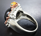 Серебряное кольцо с тигровым глазом 23+ карат и кристаллическими эфиопскими опалами Серебро 925