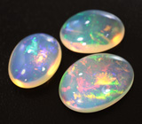 Набор из 3 кристаллических эфиопских опалов 10,77 карата 