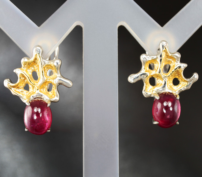 Серебряные серьги с рубинами 4,51 карата