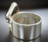Серебряное кольцо с дымчатым кварцем, диопсидом и мозамбикскими гранатами