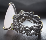 Серебряное кольцо с розовым кварцем 26+ карат, диопсидами и перидотами Серебро 925