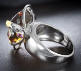 Серебряное кольцо с коньячным цитрином и родолитами Серебро 925