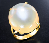 Золотое кольцо с крупным лунным камнем с эффектом кошачьего глаза 25,18 карата Золото