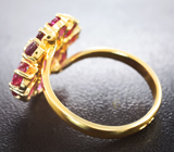 Золотое кольцо с рубинами, красными сапфирами и бриллиантами Золото