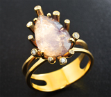Золотое кольцо с крупным уральским александритом 5,53 карата и бриллиантами Золото