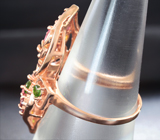 Ажурное серебряное кольцо с разноцветными турмалинами и диопсидами Серебро 925