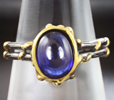 Чудесное серебряное кольцо с кабошоном синего сапфира Серебро 925