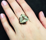 Серебряное кольцо с зеленым аметистом 15+ карат Серебро 925