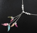 Серебряное колье из коллекции «Drops» с разноцветными турмалинами