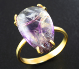Золотое кольцо с какоксенит кварцем 9,73 карата Золото