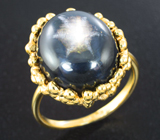 Золотое кольцо с крупным звездчатым сапфиром 22,41 карата Золото