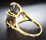 Золотое кольцо с мексиканским огненным агатом 13,98 карата, красной шпинелью и цаворитами Золото