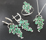 Серебряный комплект с изумрудами Серебро 925