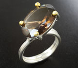 Серебряное кольцо с дымчатым кварцем 13+ карата Серебро 925