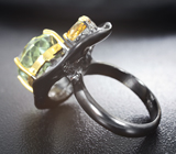Серебряное кольцо с зеленым аметистом 13+ карат и цитринами Серебро 925