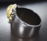 Серебряное кольцо с кристаллическим эфиопским опалом и хризопразом Серебро 925