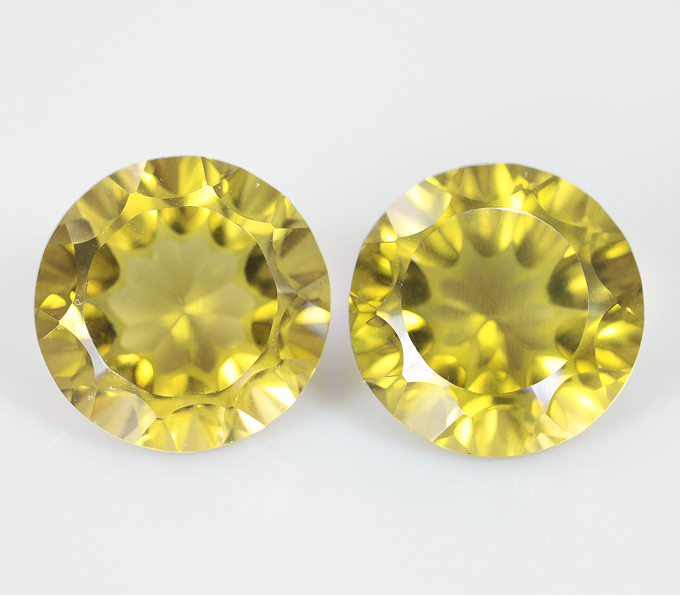 Пара лимонных цитринов авторской огранки 11,63 карата