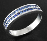 Стильное серебряное кольцо c синими сапфирами Серебро 925