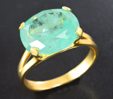 Золотое кольцо с крупным уральским изумрудом 4,79 карата Золото