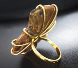 Золотое массивное кольцо с аммонитом с мозаикой из аммолита 62,7 карата Золото