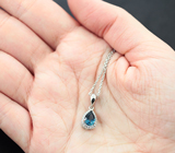 Прелестный серебряный кулон с насыщенно-синим топазом + цепочка