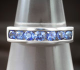 Стильное серебряное кольцо c синими сапфирами высокой чистоты Серебро 925